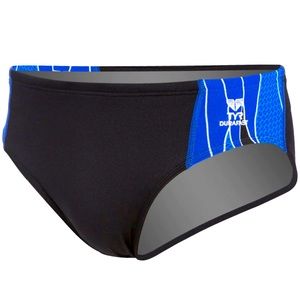 NWT Men’s TYR Durafast Phoenix Special Racer Swim Briefs‎ Black & Blue Size 30